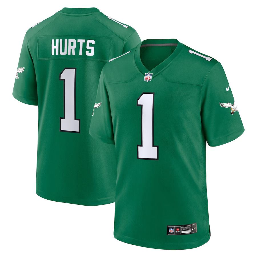 Men Philadelphia Eagles #1 Jalen Hurts Nike Kelly Green Alternate Game Player NFL Jersey